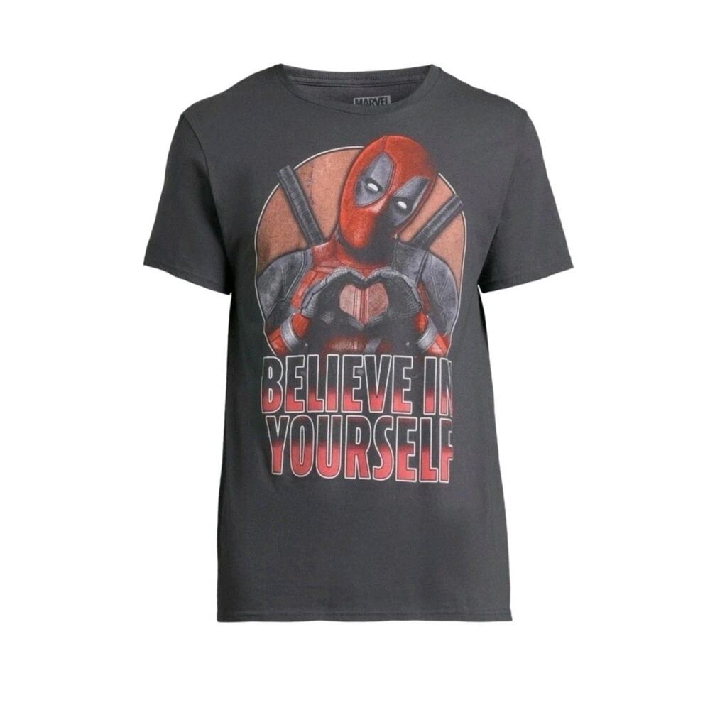 DEADPOOL BELIEVE IN YOURSELF Men’s Size 2XL Graphic T-Shirt Short Sleeve Tee